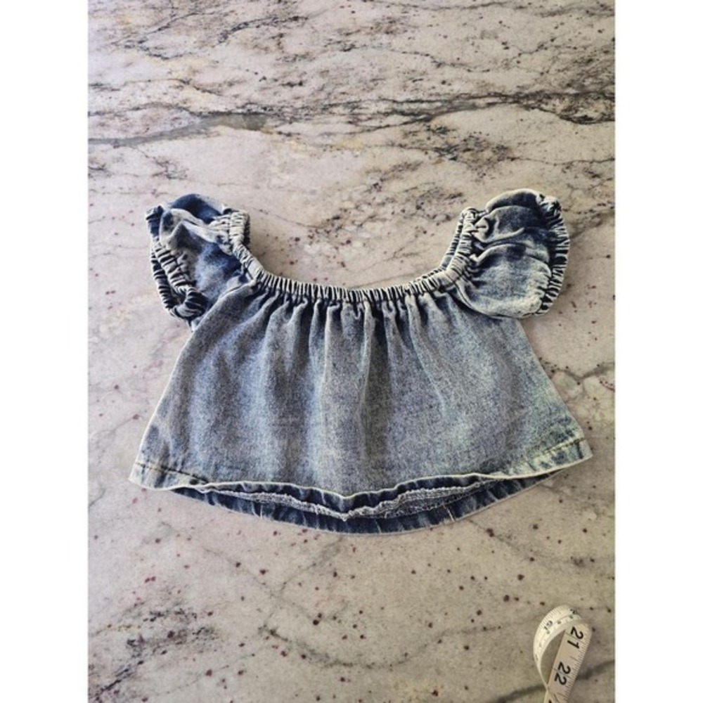 Acid wash‎ denim jean peasant top Toddler 3t -6x
